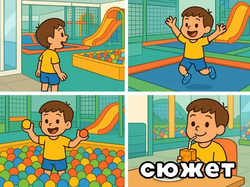 4 сюжетных картинки  превью игры для логопеда