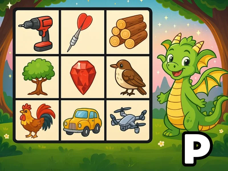 Р в сочетании ДР - Координатный поиск превью игры для логопеда