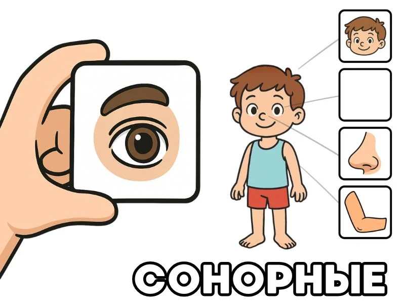 Сонорные - Части тела превью игры для логопеда