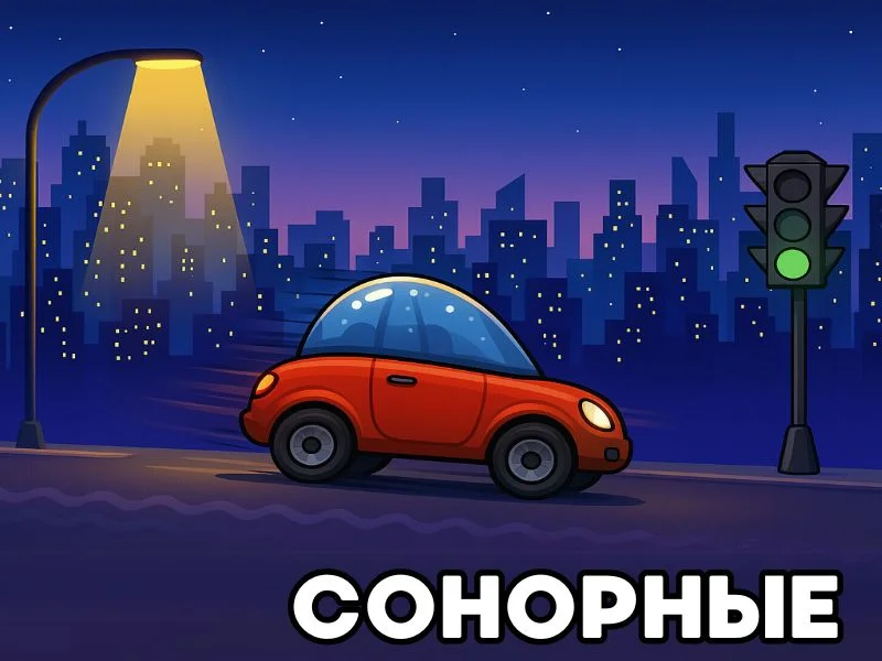 Сонорные - Гонки в ночном городе превью игры для логопеда