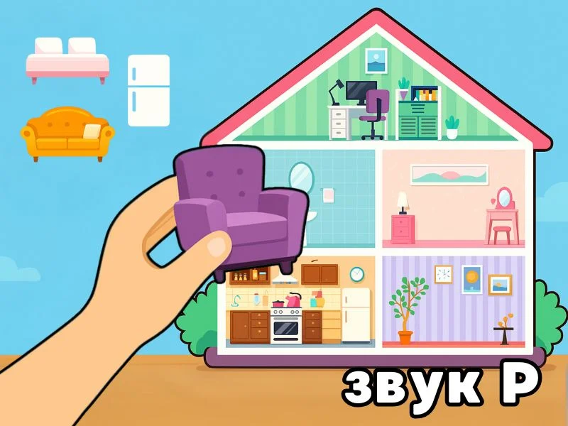 Звук Р - Дом вверх дном превью игры для логопеда