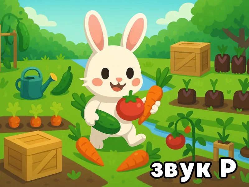 Звук Р - В огороде превью игры для логопеда